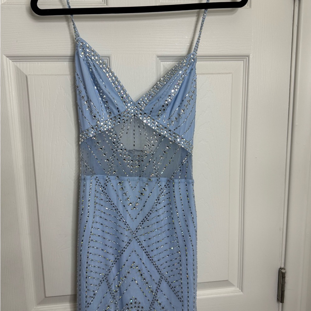 Sky Blue Elegant Sequin Dress